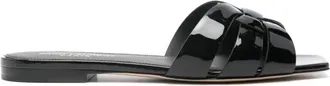 Saint Laurent Schoenen, Dames, Zwart, 38 EU, Platte leren zool sandalen in zwart
