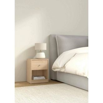 Dmora Dmora - Mesa De Noche Roxanne, C&oacute;moda Baja, Mesilla De Noche, Estante De La Cama, 38x30 H48 Cm, Roble