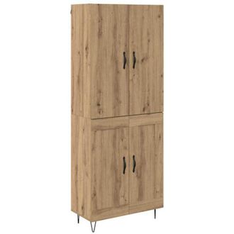vidaXL Aparador Alto 2 Pcs Roble Artesanal Madera Tecnol&oacute;gica Y Vidrio Vidaxl