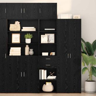 vidaXL vidaXL Credenza Rovere Nero 45 x 42,5 x 185 cm Legno multistrato