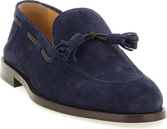 Brunello Cucinelli Mens Blue Calfskin Slip-On Loafers