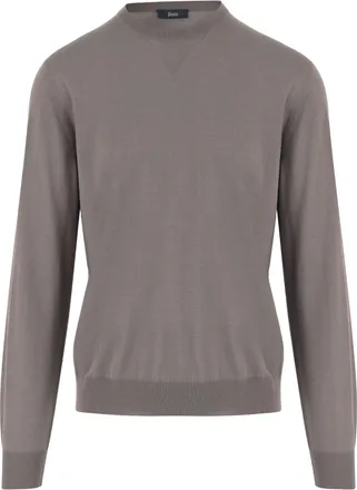 Herno Beige Wool Silk Crew Neck Knit