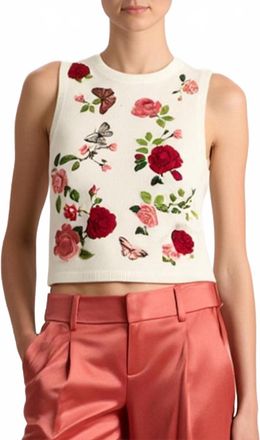 Alice & Olivia Reva Shell Sleeveless Top In Floral
