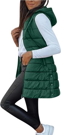 Generic YBEBEWE Lightweight Gilet for Women Lightweight Cozy Padded Jacket Hoodies Zipper Coats Transitional Quilted Waistcoat Lined for Autumn Winter Hiking 