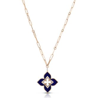 Roberto Coin Venetian Princess Diamond Flower Pendant Necklace in Rose Gold at Nordstrom, Size 33