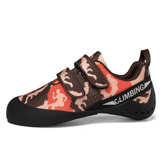 Generic Unisex Lightweight Rock Climbing Boulder Shoes - Durable Anti-Slip Outdoor Gym Sports Climbing Shoes for Beginners (red Brown,5.5)