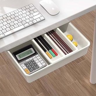 OEM Cassetto Sotto La Scrivania, Cassetto Portaoggetti Per Ufficio, Organizer Per Cassetti Autoadesivo Per Ufficio, Scatola Per Cassetti Nascosta Bianca