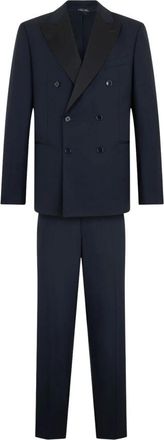 Brooks Brothers Prince of Wales Virgin Wool Tuxedo Suit - Heren - Business pakken - Blauw - XL - Satijn - Kostuums