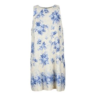 Twinset Linnen Katoenen Jurk Knoopsluiting Gevoerd - Dames - Korte kleedjes - Veelkleurig - XL - Katoen - Kleedjes
