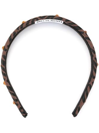 Moschino logo-jacquard crystal-embellished headband - women - Polyester/Cotton - One Size - Black