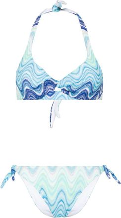 MC2 Saint Barth Yali wave-pattern bikini set - women - Viscose/Cotton/Polyester/Polyamide/Polyamide/Elastane - L - Blue