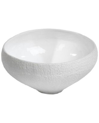 Zodax Matana Sand Organic Tall White Ceramic Bowl