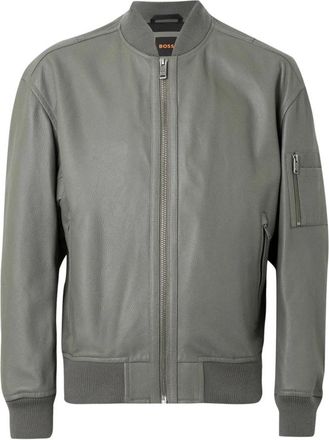 HUGO BOSS Jassen, Heren, Grijs, 2Xl, Leer, Jakri Leren Jas