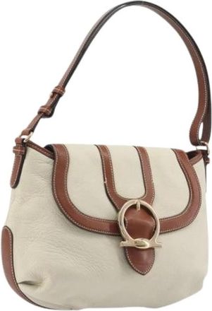 Ferragamo Pre-owned Shoulder Bag - Dames - Vintage Schoudertas - Beige - ONE Size - Leer - Vintage