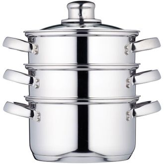 Kitchen Craft KitchenCraft 3 pentole per la cottura a vapore di alimenti, pentola per la cottura a vapore di alimenti a 3 livelli, sicura per