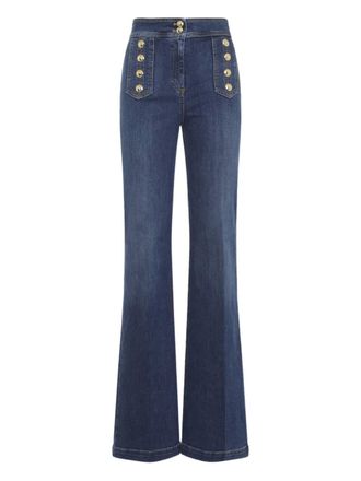 Elisabetta Franchi Jeans met knoopdetail en riemlus - Blauw