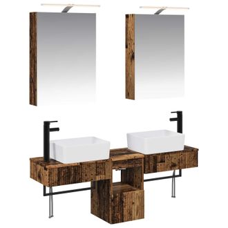 vidaXL Juego De Muebles De Ba&ntilde;o 5 Pcs Madera Envejecida Vidaxl