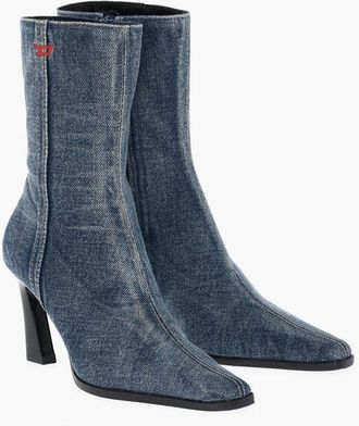 Diesel Denim Ankle Boots D-ALLAS with Side Zip and 8cm Heel size 39