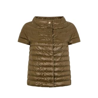 Herno Down Jackets, female, Brown, Size: XS Short-Sleeve Down Jacket
