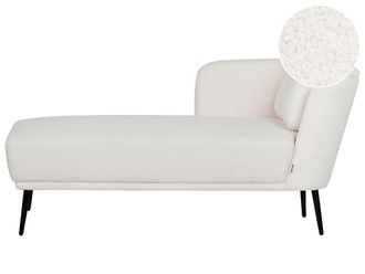 Beliani Chaise Longue Con Cuscino Bianco Sporco In Tessuto Boucl&eacute; Lato Destro Artheze