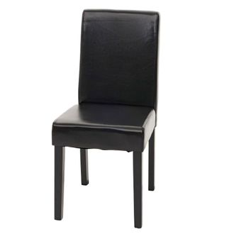 Hhg Littau Silla De Comedor, Silla De Cocina, Cuero, Negro, Patas Oscuras