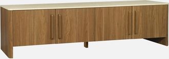 Sweeek Mueble De Tv Efecto Madera Travertino Con 4 Puertas, 180 Cm