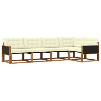 vidaXL Conjunto De Sof&aacute;s De Exterior Con Coj&iacute;n 5 Pcs Natural Y Crema Vidaxl