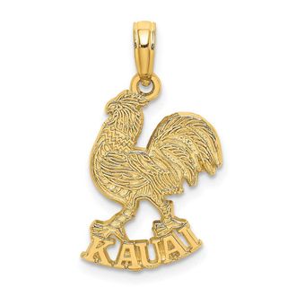Diamond2Deal 14k Yellow Gold KAUAI Rooster Charm Pendant