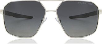 Prada PS55WS Polarized 1BC06G Mens Sunglasses Silver Size 60