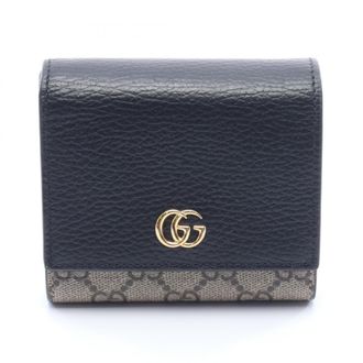 Gucci Beige Black Brown Coated Canvas Leather Wallet (Bi-Fold) (Pre-Owned)