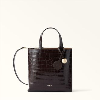 Furla Divide It Borsa Shopping S Cioccolato Marrone Pelle Di Vitello Stampa Cocco Donna