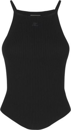 Courr&egrave;ges Sleeveless Tops - Dames - Tops zonder mouwen - Zwart - L - Polyester - Tops