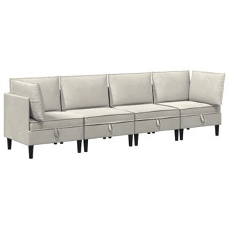 vidaXL Juego De Muebles De Sal&oacute;n Con Coj&iacute;n 4 Pcs Crema Terciopelo Vidaxl