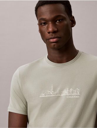 Calvin Klein Jeans Calvin Klein Mens City Skyline Graphic Classic T-Shirt - Beige - XL