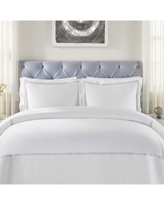Superior Fieldstone Cotton Two-Line Embroidered 3Pc Duvet Cover Set