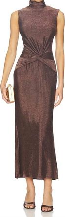 Astr Riana Metallic Twist Front Dress In Brown Metallic