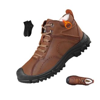 Generic POIOZXD Mens Winter Ankle Boots, Mens Winter Waterproof Hiking Snow Boots Fur Lined Slip on Outdoor Boot Comfortable Walking Shoes Sneakers (Brown,41E
