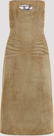 Diesel Womens De-vildress-fsf Midi Dress - Tan Cotton - Size X-Small