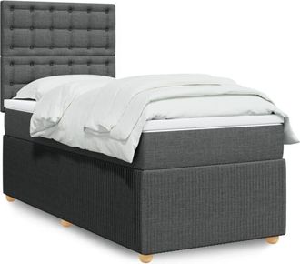 vidaXL Cama Box Spring Con Colch&oacute;n Tela Gris Oscuro 80x200 Cm Vidaxl