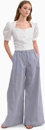 Rebecca Taylor Joselene Poplin Pant in Navy Stripe at Nordstrom, Size X-Small