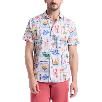 Robert Graham Isla Vista Short Sleeve Seersucker Button-Up Shirt in Multi at Nordstrom, Size Xxx-Large