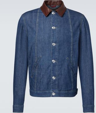 Brunello Cucinelli Giacca di jeans con pelle