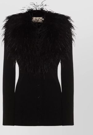 Blumarine feather trim crewneck knitwear