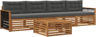 vidaXL Conjunto De Sof&aacute;s De Exterior 5 Uds. Natural Y Antracita Vidaxl