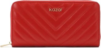 Kazar Rode portemonnee met kruisstiksels - Dames - Portefeuilles - Rood - ONE Size - Leer - Accessoires