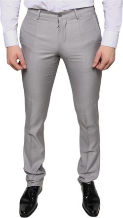 Dolce & Gabbana Lichtgrijze Wollen Blend Pantalon - Heren - Slim Fit Broeken - Grijs - XS - Wol - Broeken