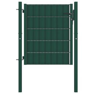 vidaXL Puerta De Valla De Pvc Y Acero Verde 100x81 Cm Vidaxl