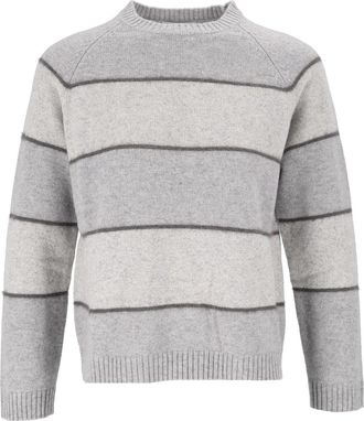 Kangra Cashmere Striped Crewneck Variegated Yarn Sweater