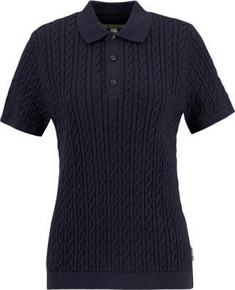 Barbour Hartland Knitted Polo Shirt - Dames - Polos - Blauw - L - Katoen - Tops