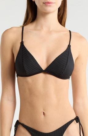 Rip Curl Surf Banded Fixed Triangle Bikini Top in Black at Nordstrom, Size X-Large